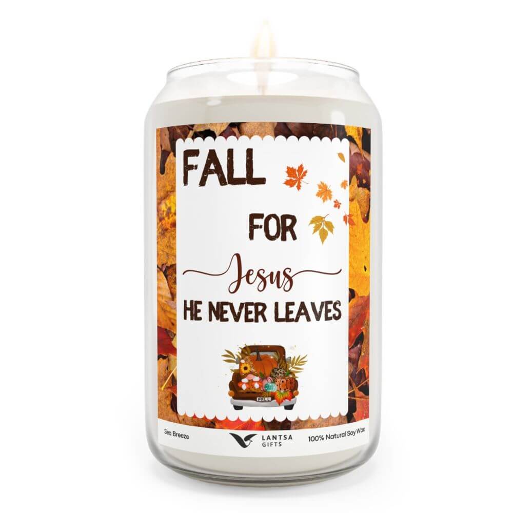 Fall for Jesus He Never leaves candle