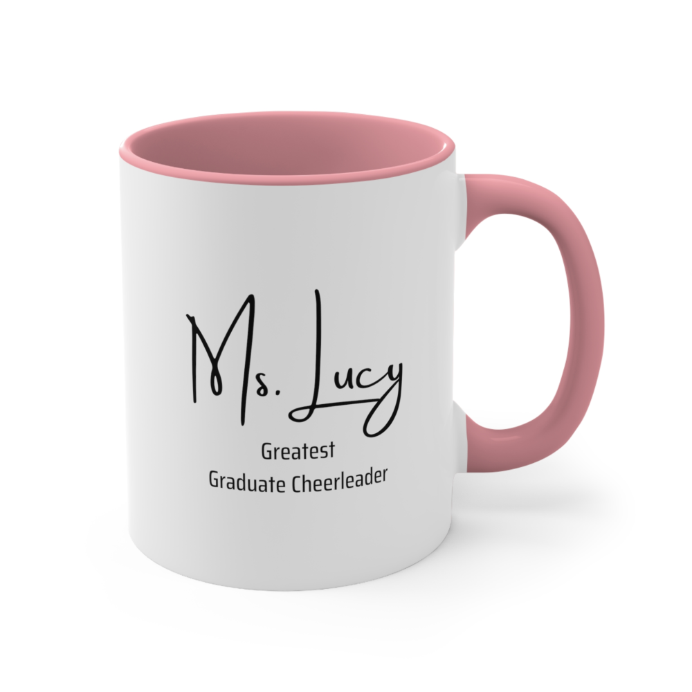 Graduate Cheerleader custom coffee mug pink