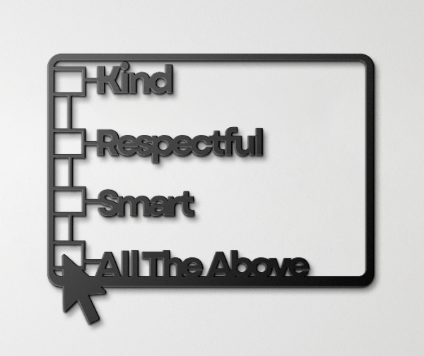 Kind Respectful Smart Metal Art Black