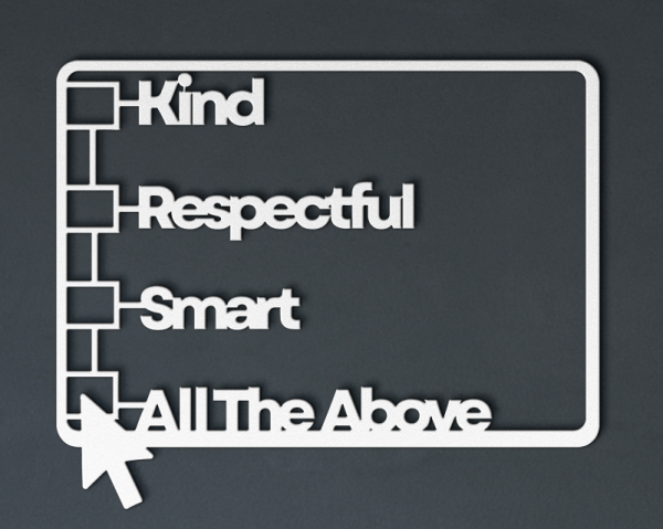 Kind Respectful Smart Metal Art White