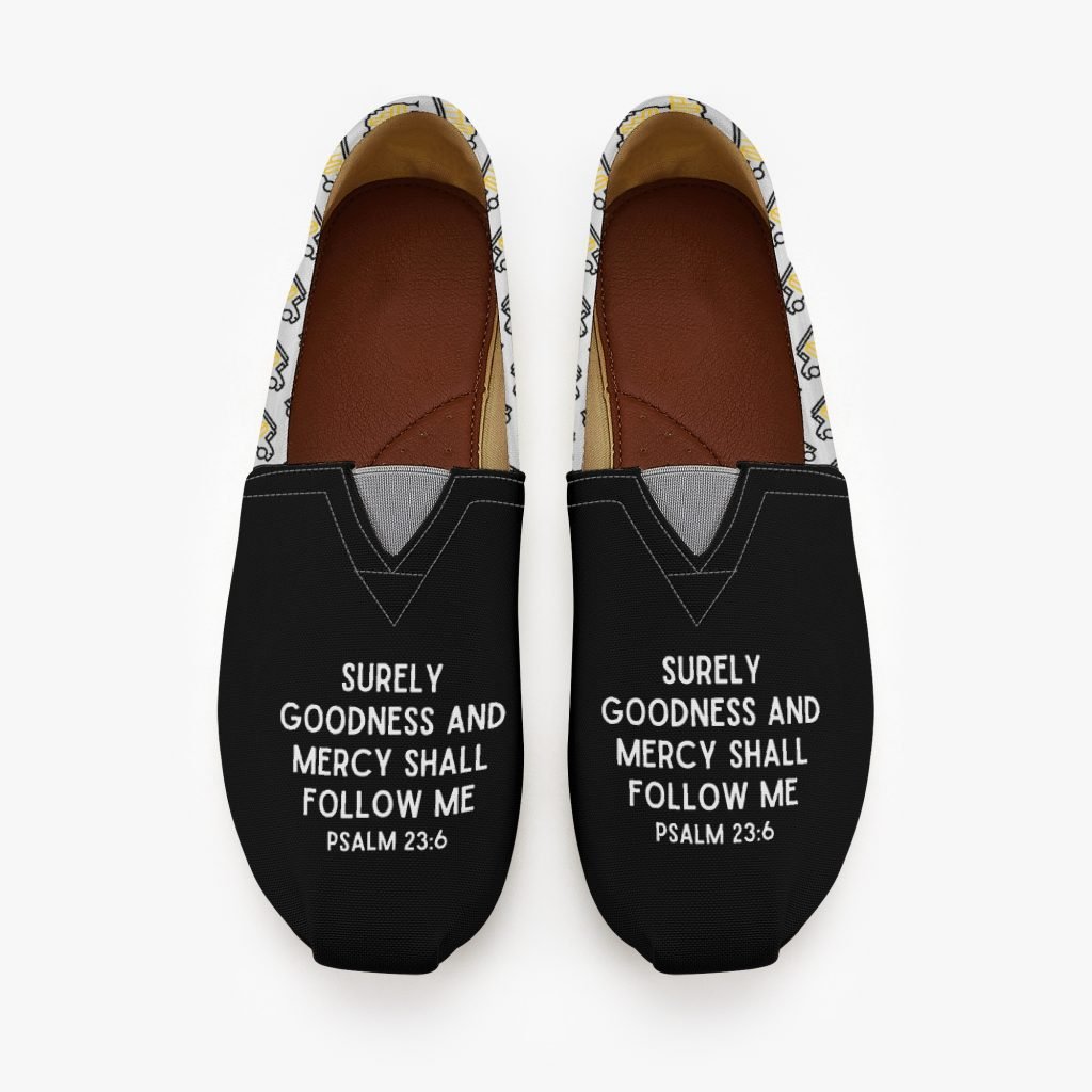 Psalm 23 Surely Goodness And Mercy Shall Follow Me Casual Shoe School Bus Pattern Top View