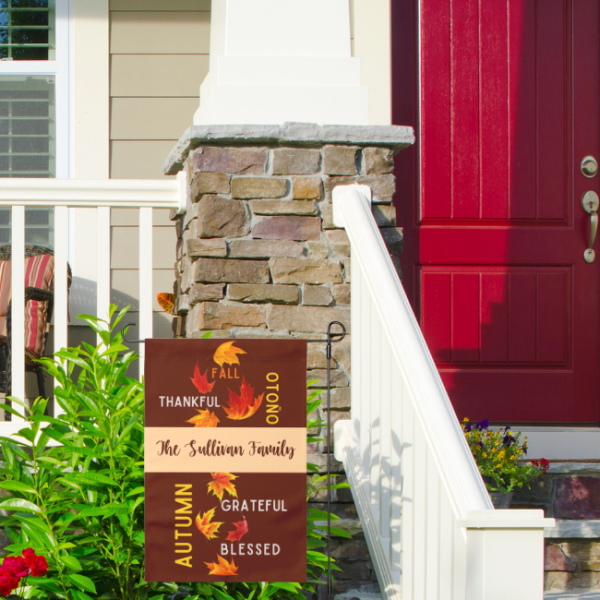 Thankful Personalized Fall Garden Flag With Stand