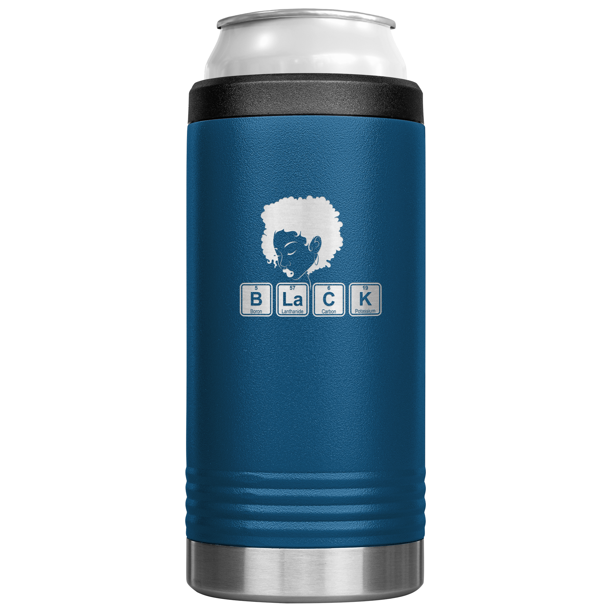 Chemical Elements With Woman Profile Slim Koozie Blue