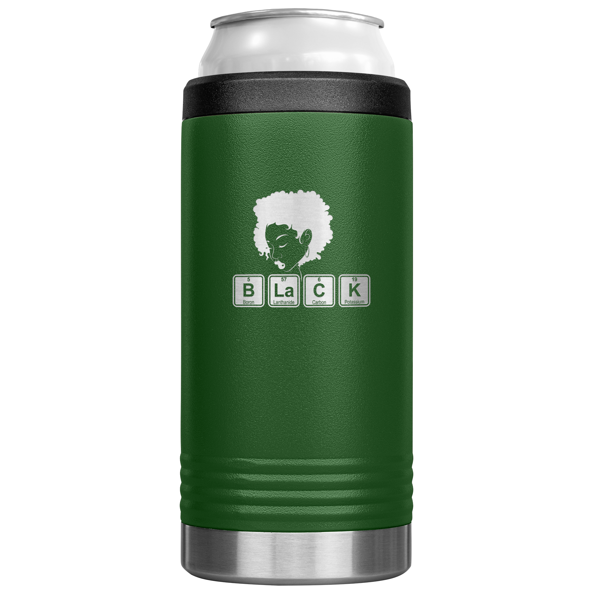 Chemical Elements With Woman Profile Slim Koozie Green