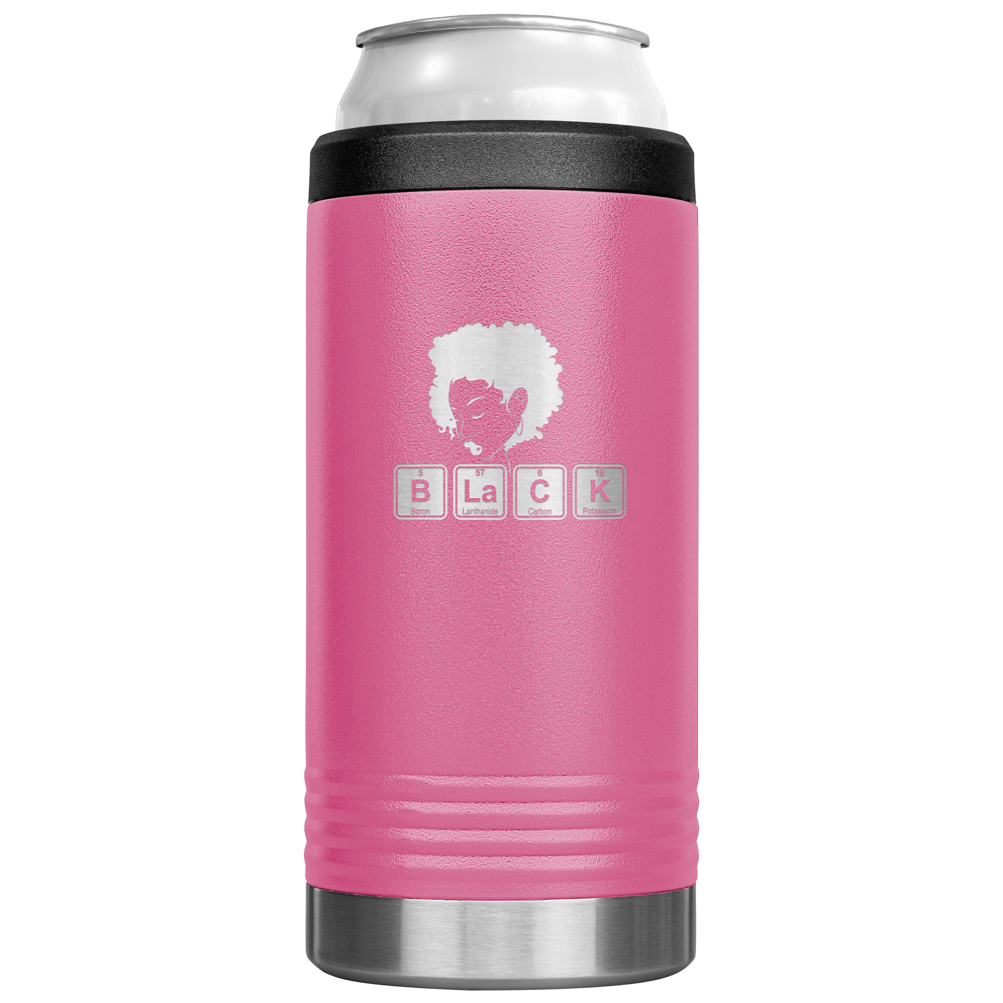 Chemical Elements With Woman Profile Slim Koozie Pink
