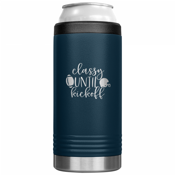 Classy Until Kickoff Slim Koozie Navy