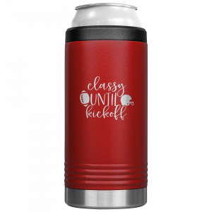 Classy Until Kickoff Slim Koozie Red