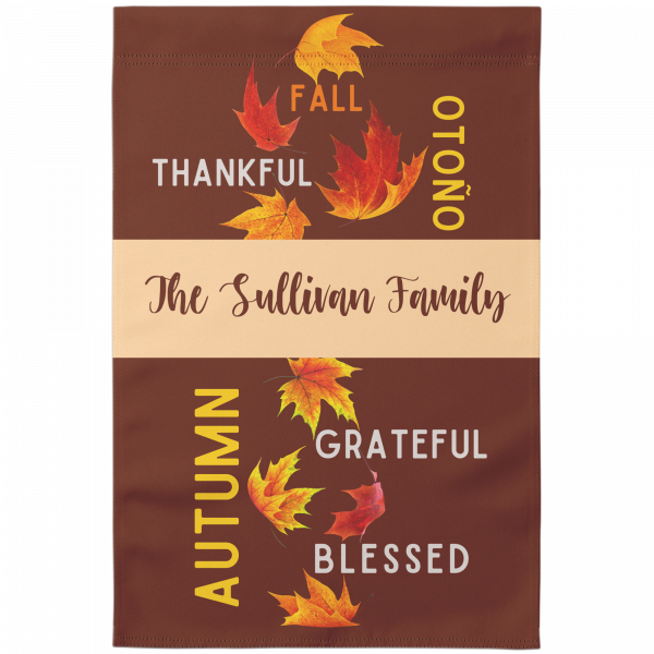 Thankful Grateful Blessed Personalized Garden Flag from Lantsa Gifts