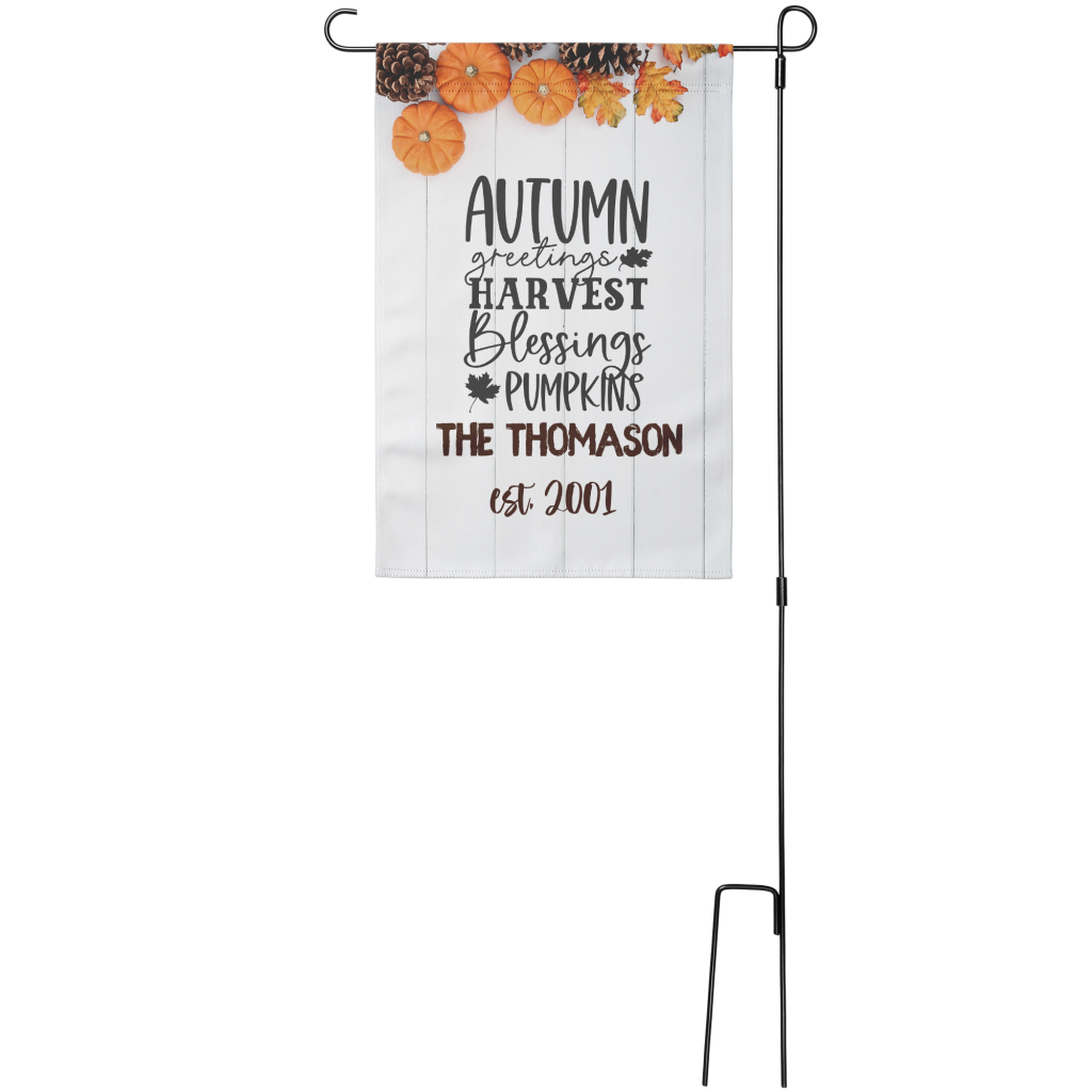 Autumn Greetings Personalized Garden Flag from Lantsa Gifts