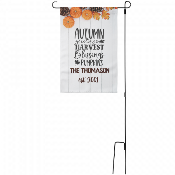 Autumn Greetings Personalized Garden Flag from Lantsa Gifts