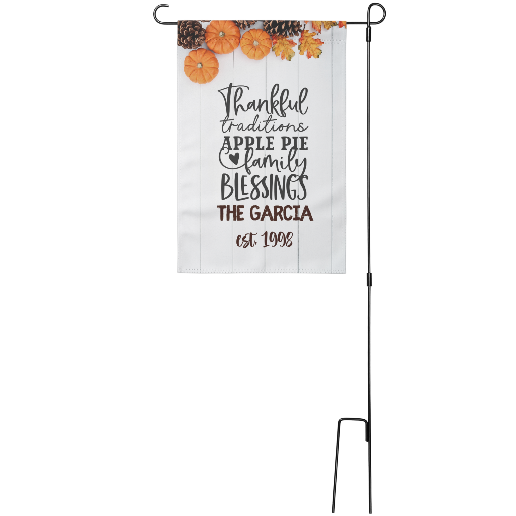 Thankful Traditions Personalized Fall Garden Flag from Lantsa Gifts