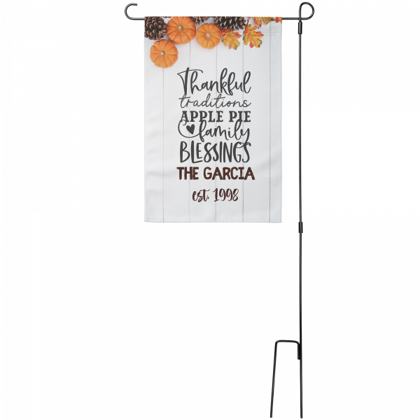 Thankful Traditions Personalized Fall Garden Flag from Lantsa Gifts