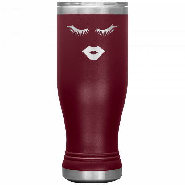 Eyelashes And Lip Boho Tumbler Burgundy