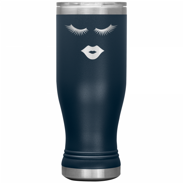 Eyelashes And Lip Boho Tumbler Navy