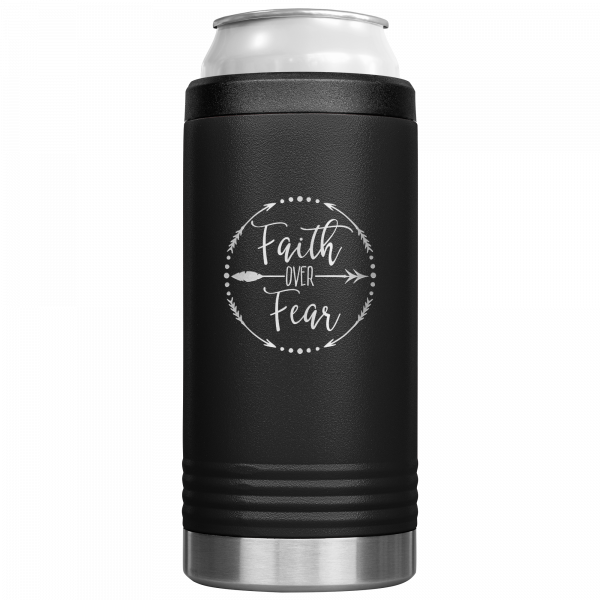 Faith Over Fear Slim Koozie Black