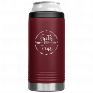 Faith Over Fear Slim Koozie Burgundy