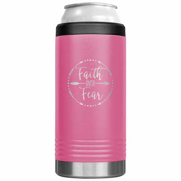 Faith Over Fear Slim Koozie Pink