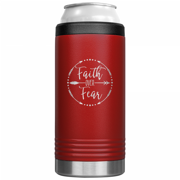 Faith Over Fear Slim Koozie Red