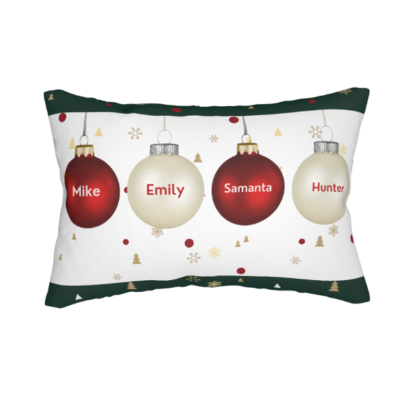 Holiday Ornaments Personalized Lumbar Pillow
