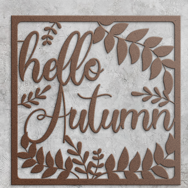 Hello Autumn Metal Wall Art Copper