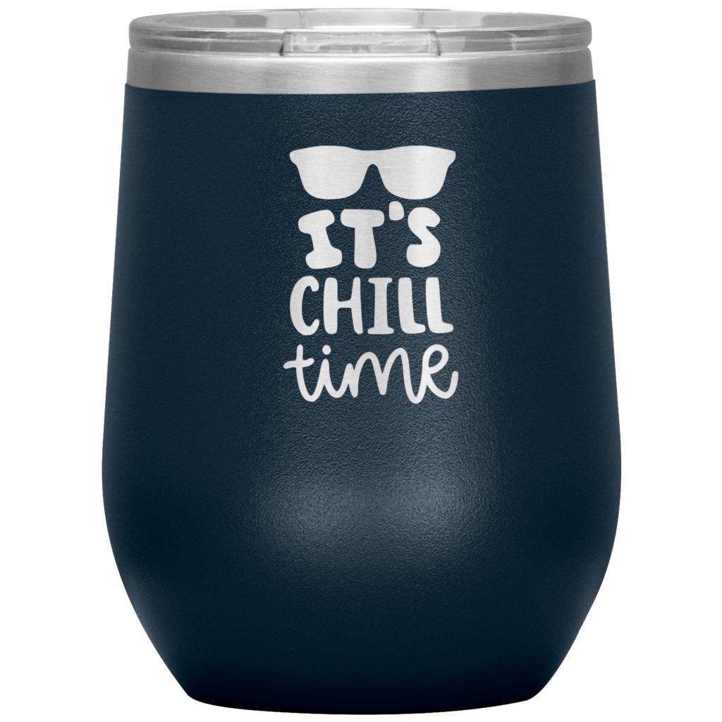 It's Chill Time Wine Tumbler Navy