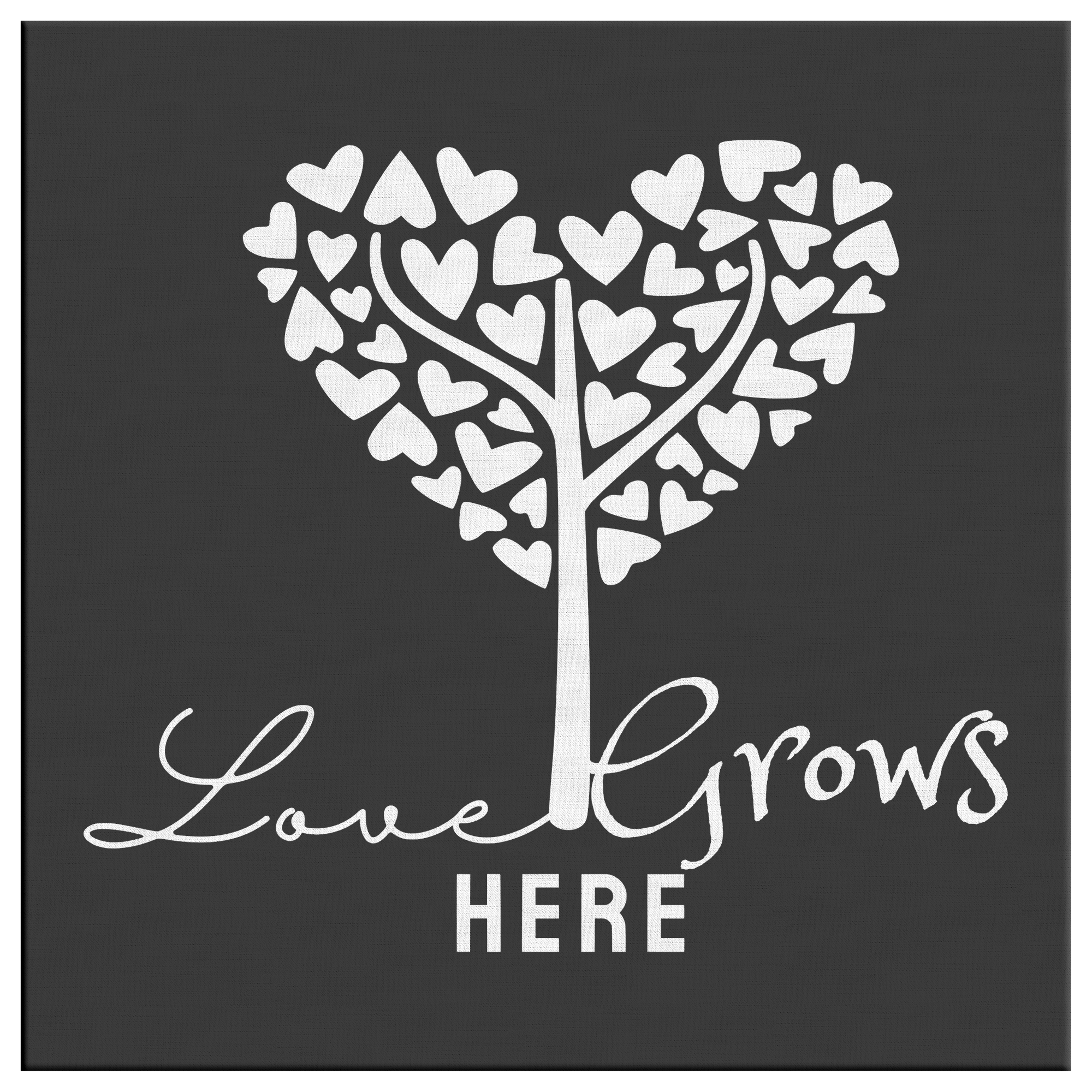 Love Grows Here Canvas Wall Art Black