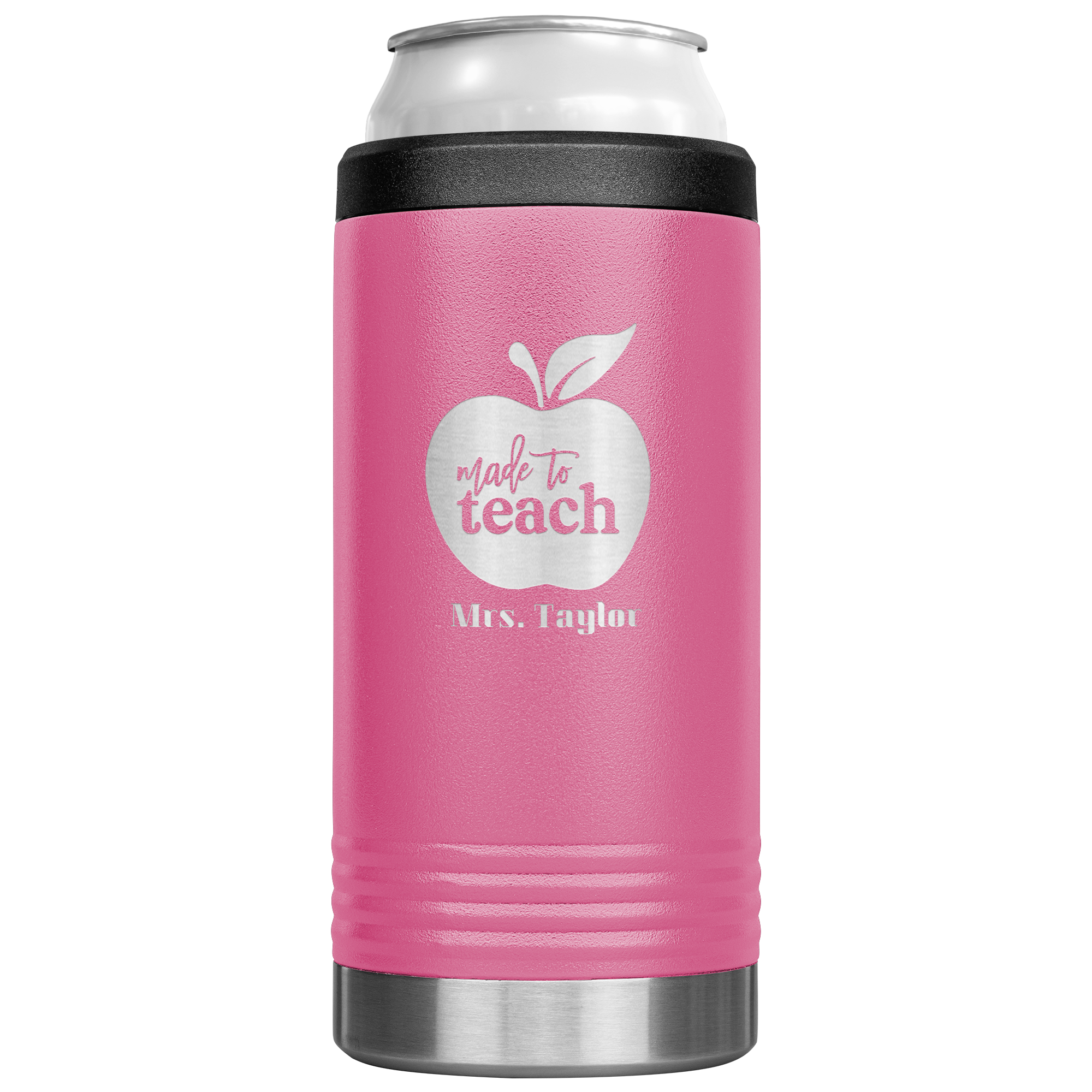 Made To Teach Personalized Koozie Pink
