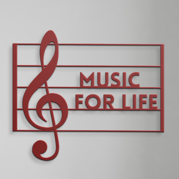 Music For Life Metal Wall Art Red