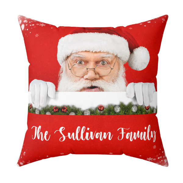 Santa is Watching Personalized Christmas Square Pillow