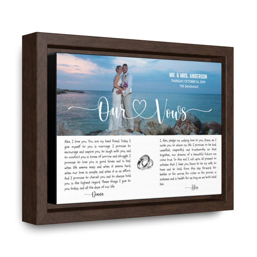 Custom Wedding Vows Wood Wrapped Canvas from Lantsa Gifts