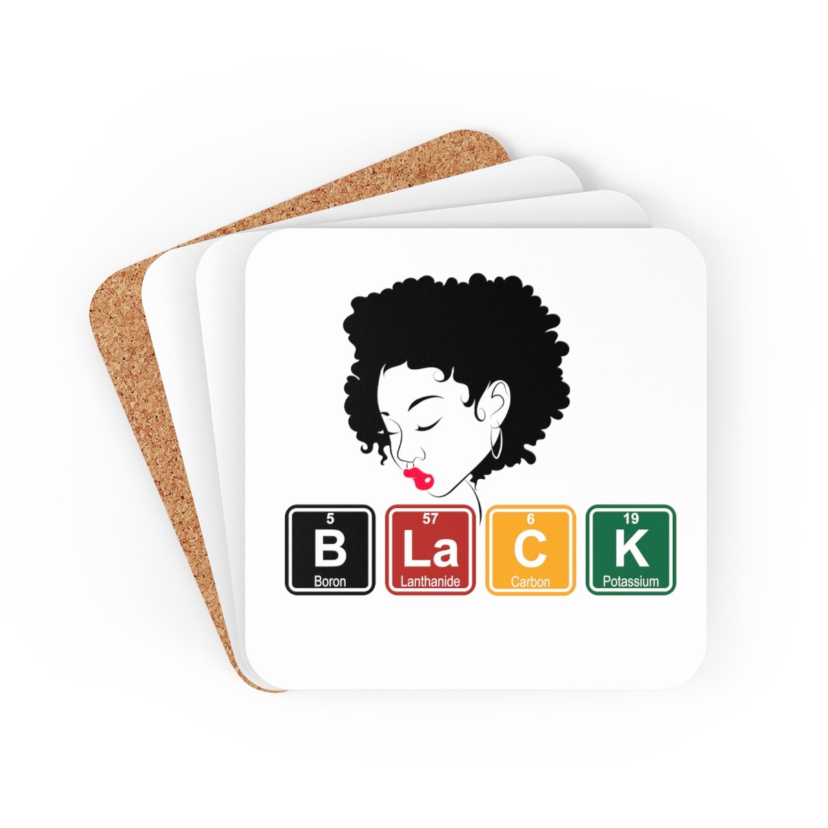 BLACK Woman Chemical Elements Coasters