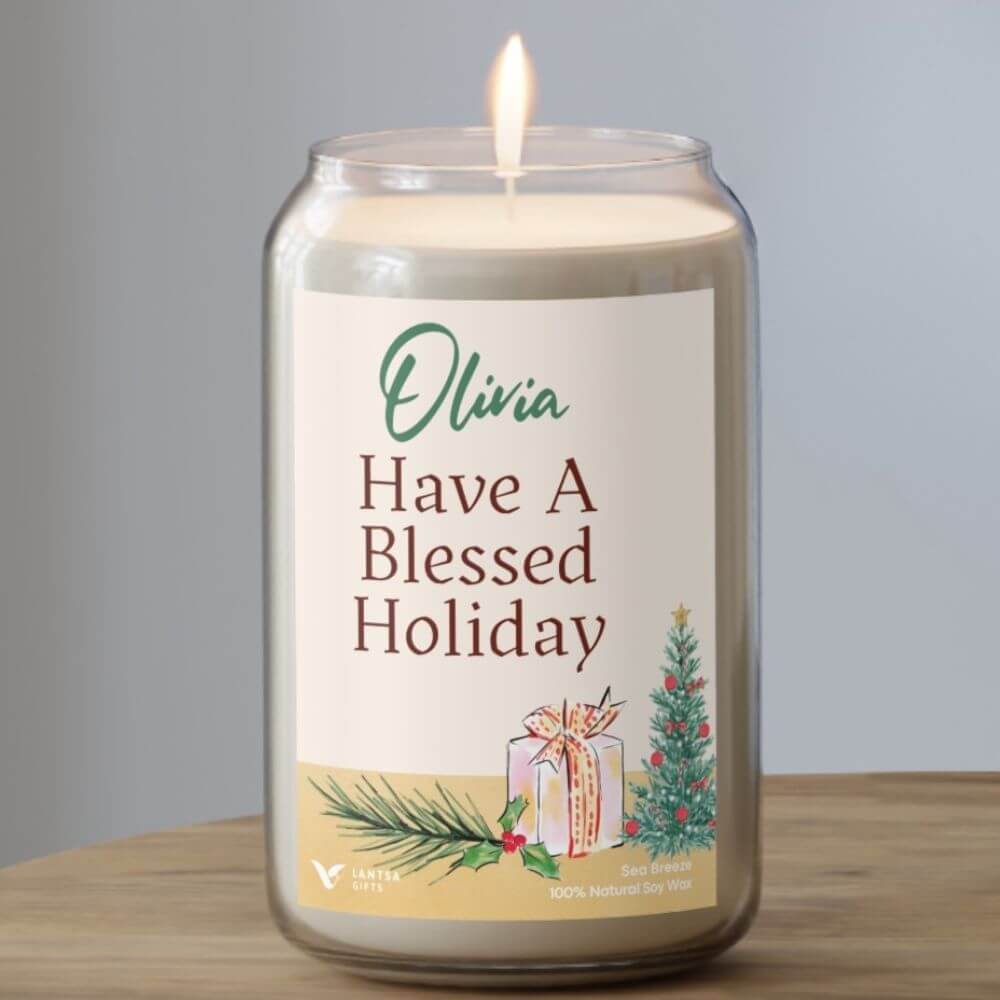 Have a blessed holiday custom candle