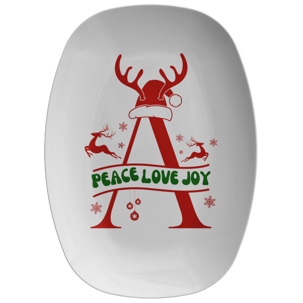 Peace Love Joy Reindeer Monogram Holiday Platter