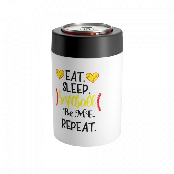 eat sleep softball repeat regular can koozie