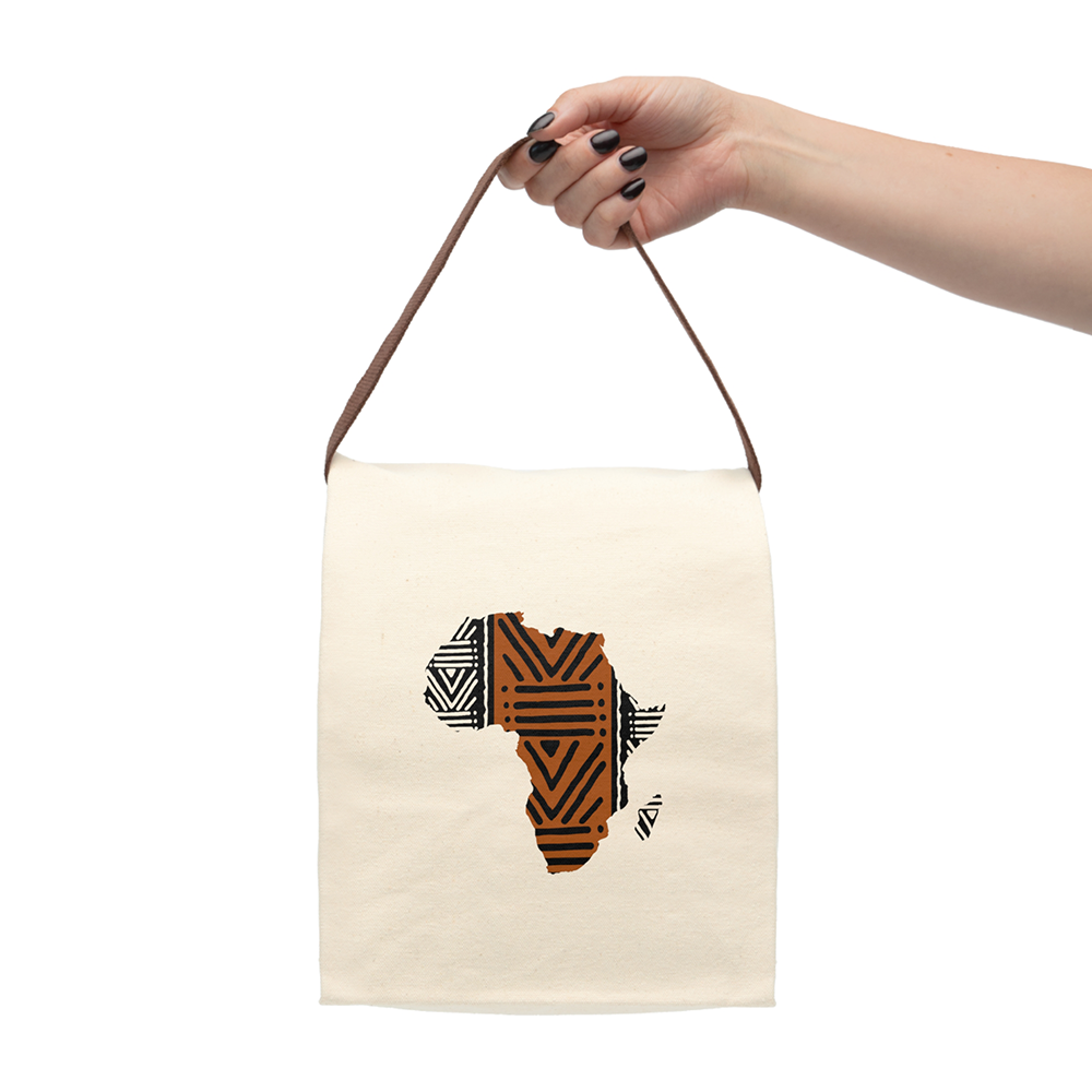 Africa Design Pattern Canvas Lunch Bag with Strap