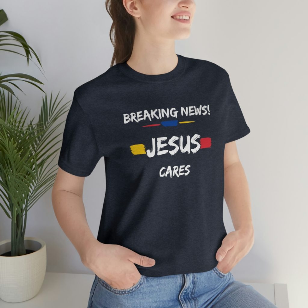 Jesus Cares T-Shirt Dark Heather Grey