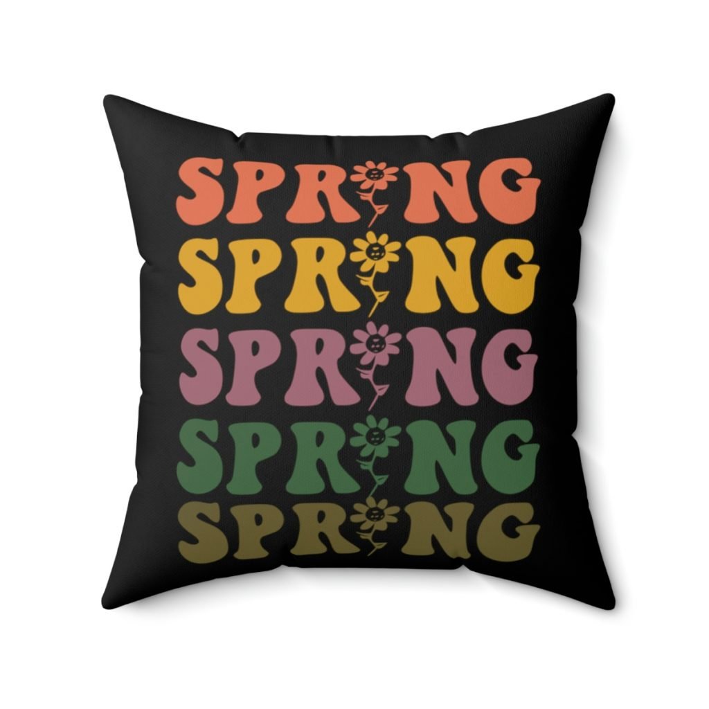 Spring Square Pillow Black