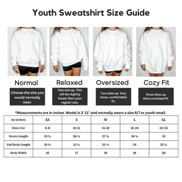 Youth Sweatshirt Size Guide