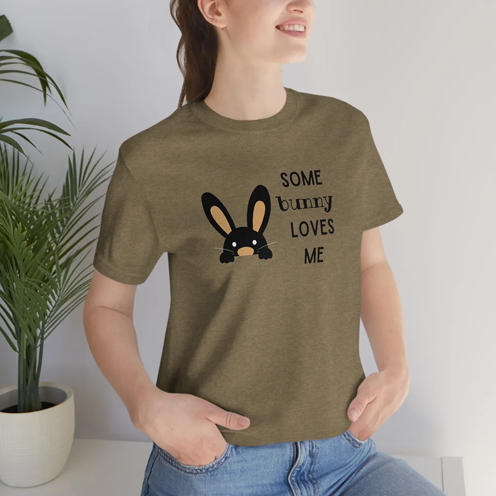 Easter T-Shirt Some Bunny Loves Me Heather Olive