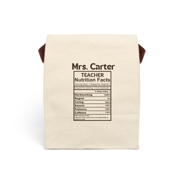 Canvas Lunch Bag Teacher Nutrition Facts