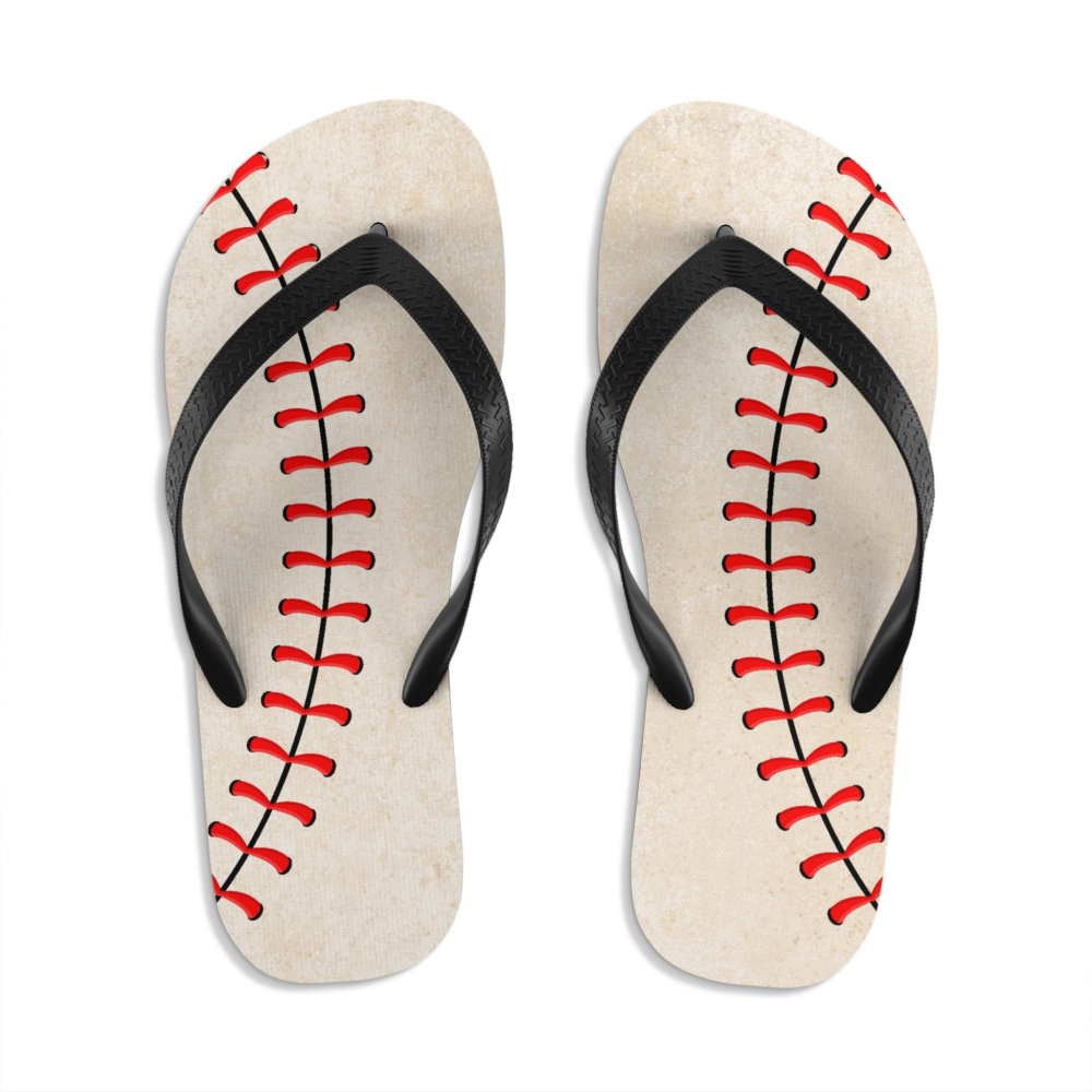 Baseball pattern flip-flops