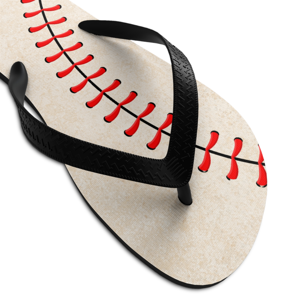 Baseball pattern flip-flops