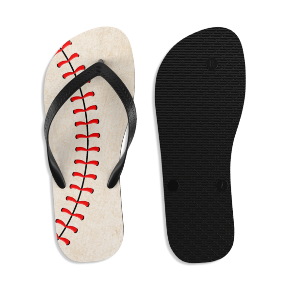 Baseball pattern flip-flops