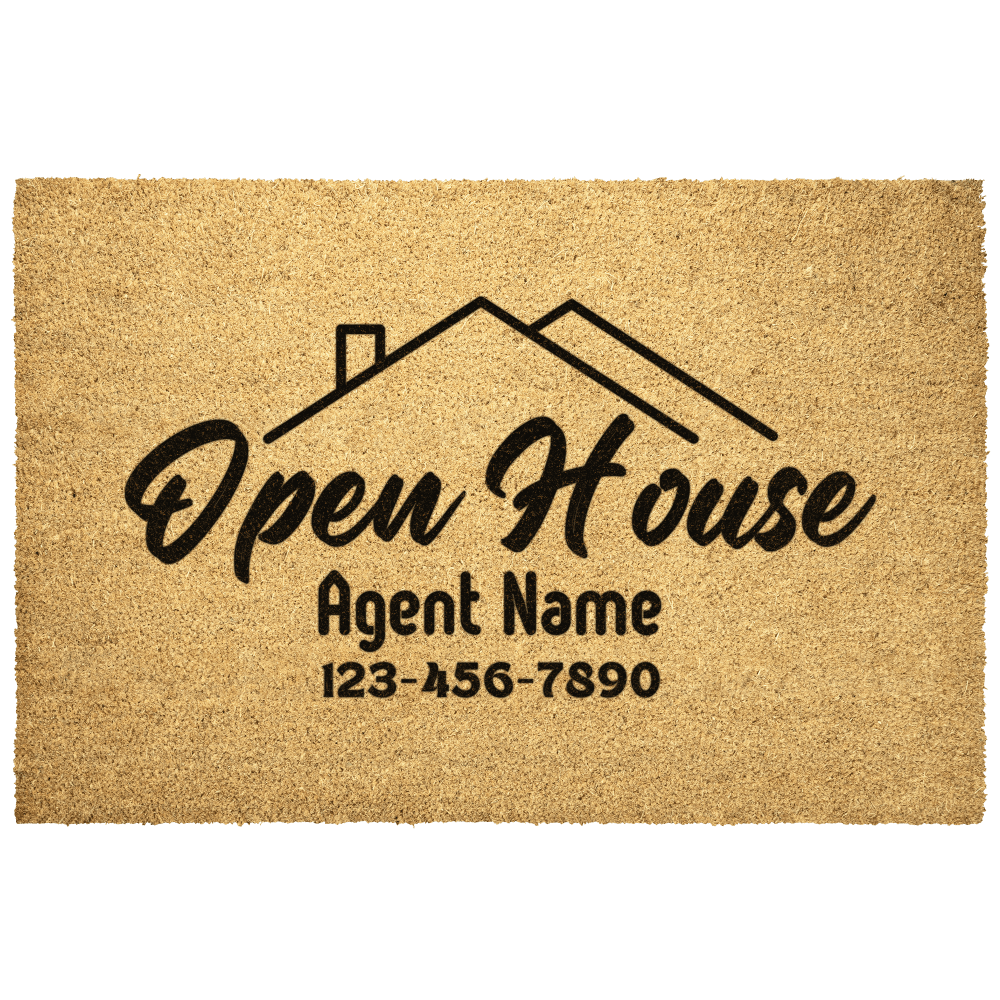 Real estate agent open house doormat