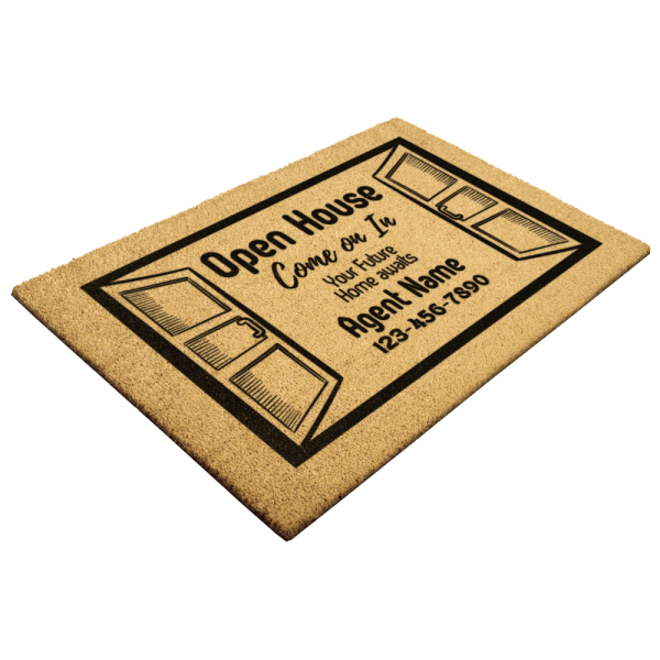 Real estate agent open house doormat