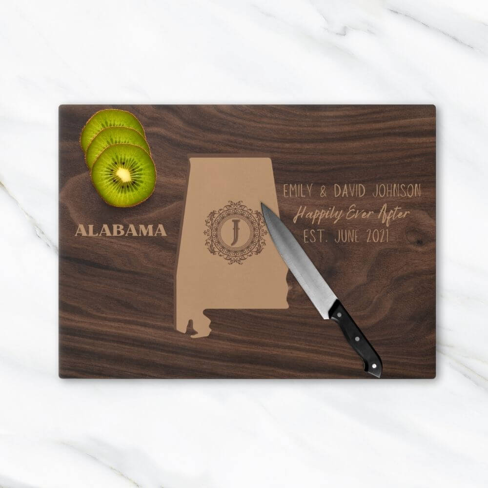 Alabama State Map Glass Cutting Board