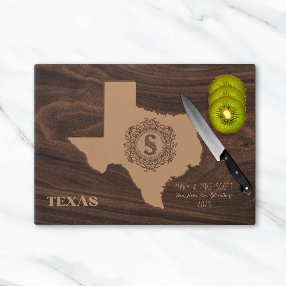 Texas State Map Glass Cutting Board