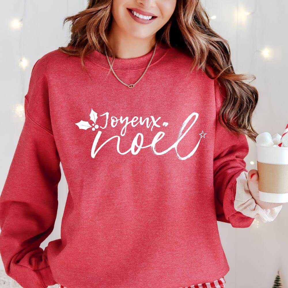 Heather sport red Christmas Sweatshirt