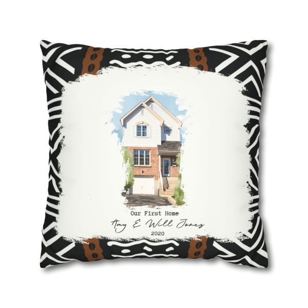 watercolor house portrait pillow