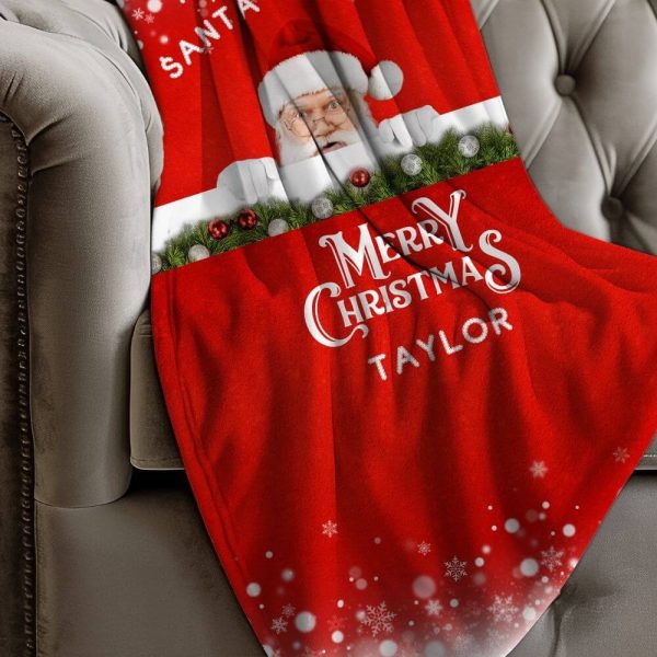 Santa is watching custom Christmas blanket